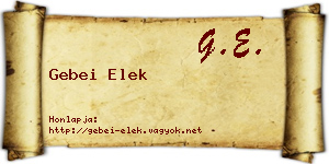 Gebei Elek névjegykártya